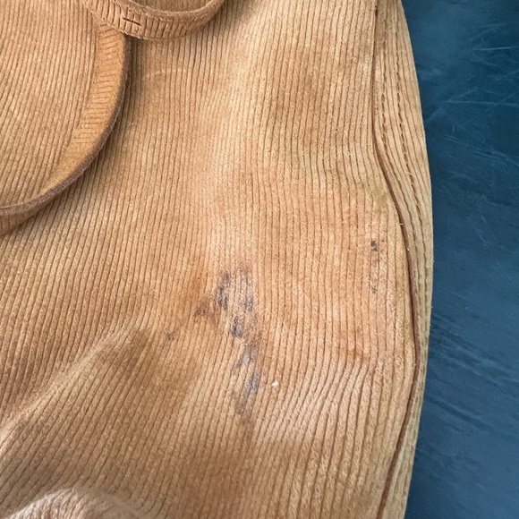 Corduroy yellow khaki bag side pocket with shoulder strap - Picture 7 of 8